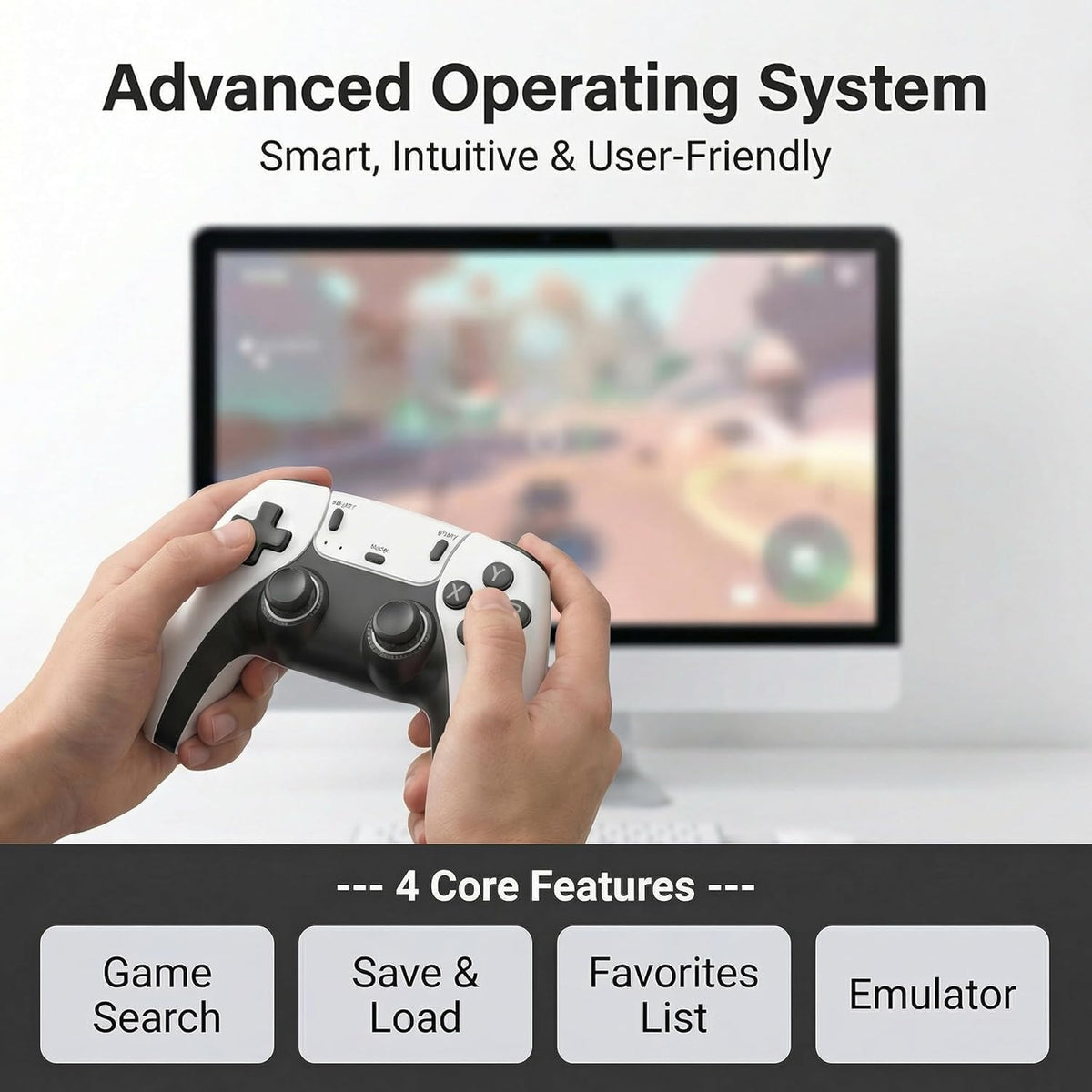 Retro Gaming Console Plug & Play Game Console for TV, 20001 Games-White, 4K HD HDMI Video Console, Dual 2.4G Wireless Controllers, Emulator Stick to Upgrade Nostalgia
