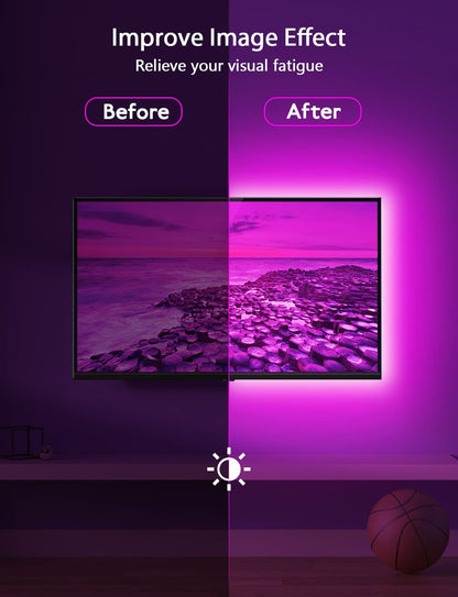 LED Lights for TV Led Backlight, 9.84Ft RGB Led Strip Lights USB TV Lights behind 32-43In, APP Remote Control Music Sync TV Led Light for Bedroom Gaming Home Décor