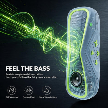 IPX7 Waterproof Bluetooth Speaker, Portable Outdoor Wireless Speaker with Bluetooth 5.3, Dual 1.5" Drivers Stereo Sound, 10W Loud Speaker for Shower, Pool, Beach, Camping (Green)