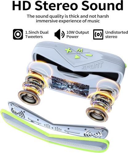 IPX7 Waterproof Bluetooth Speaker, Portable Outdoor Wireless Speaker with Bluetooth 5.3, Dual 1.5" Drivers Stereo Sound, 10W Loud Speaker for Shower, Pool, Beach, Camping (Green)